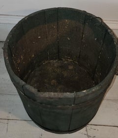 19Thc Original Blue Painted Handled Sap Bucket