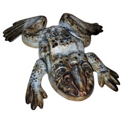 19Thc Original Blue Painted Iron Frog