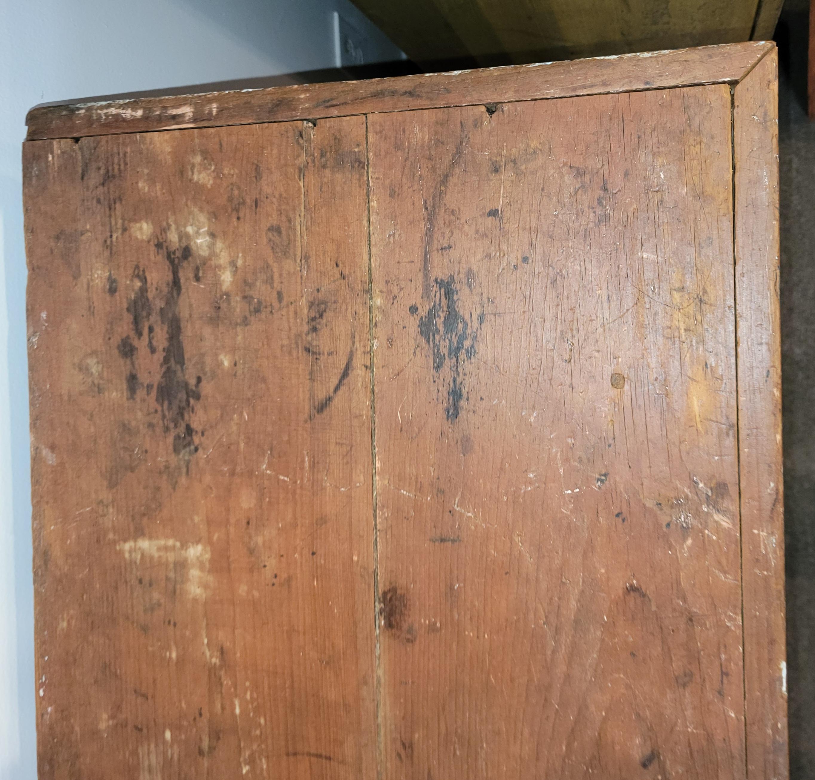 19Thc Original Blue painted sideboard or jelly cupboard in fine as found condition. This cupboard is from the state of Maine or Canada. Not sure of its origin but in fine condition.This is a heavy & sturdy cabinet.