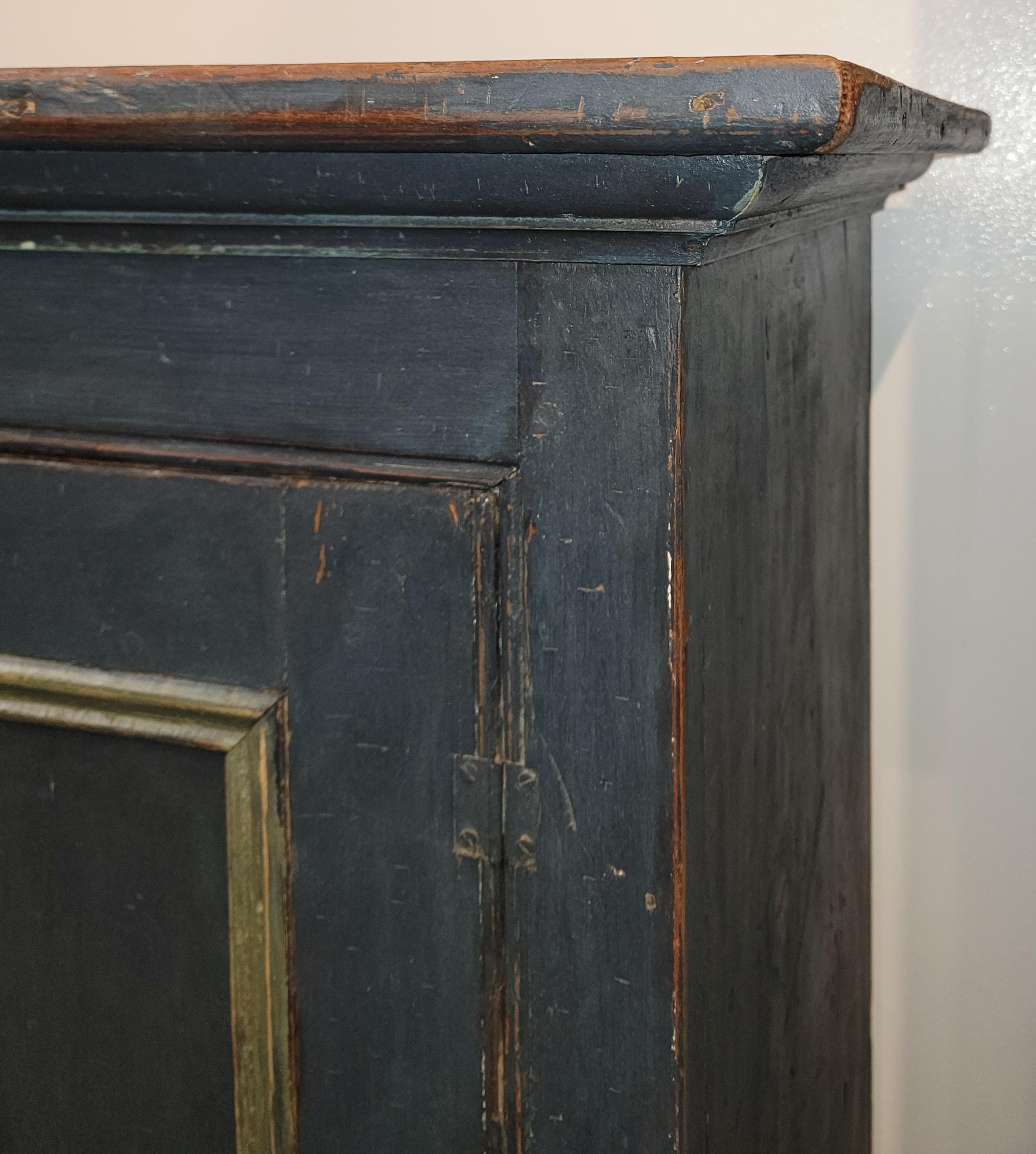 Wood 19Thc Original Blue Painted Jelly Cupboard Hutch