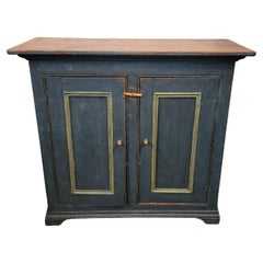 19Thc Original Blue Painted Jelly Cupboard Hutch