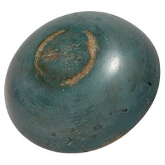 Original blau lackierte Mini-Butterschale aus dem 19. Jahrhundert