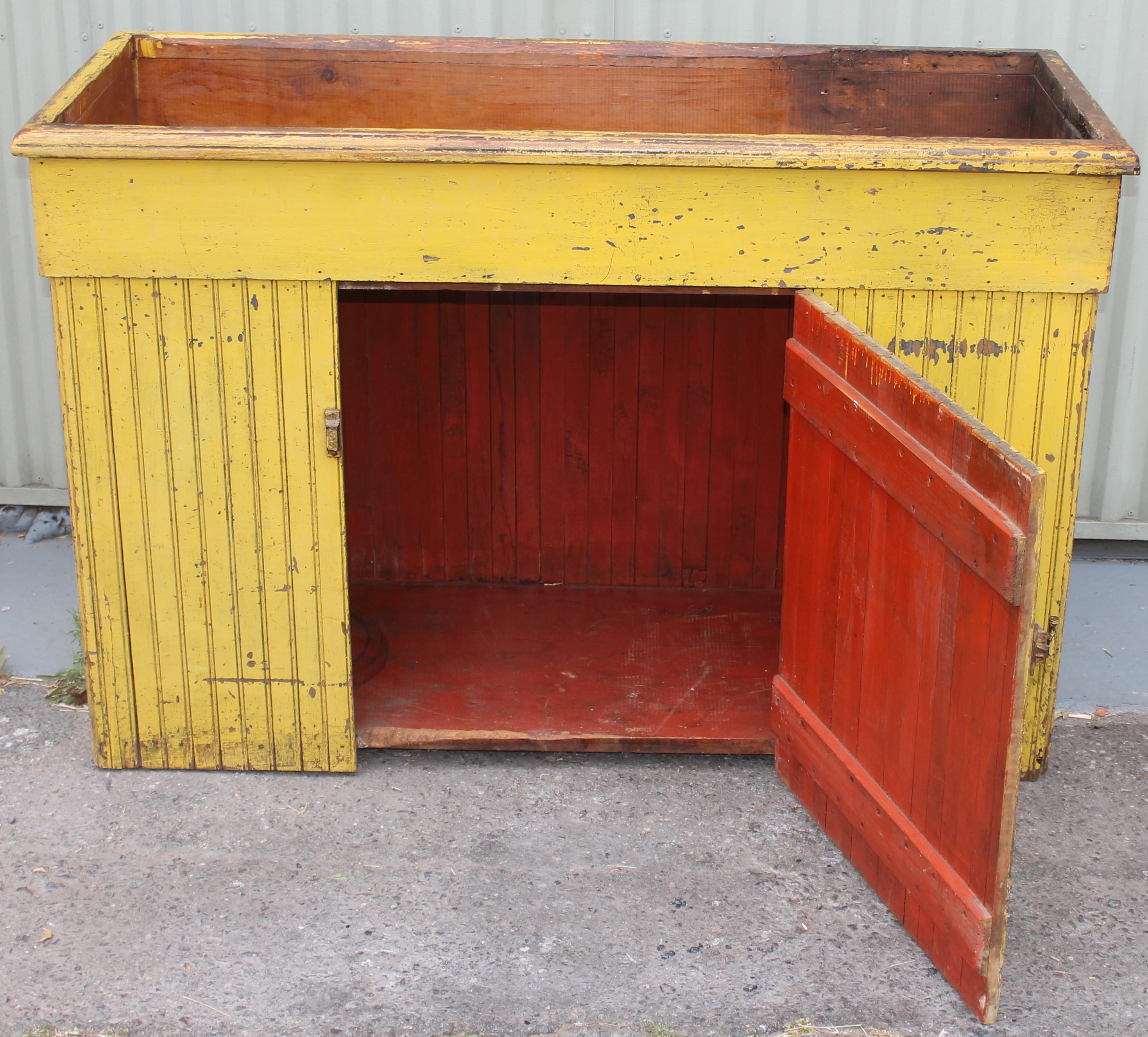 American 19th C Original Chrome Yellow Dry Sink