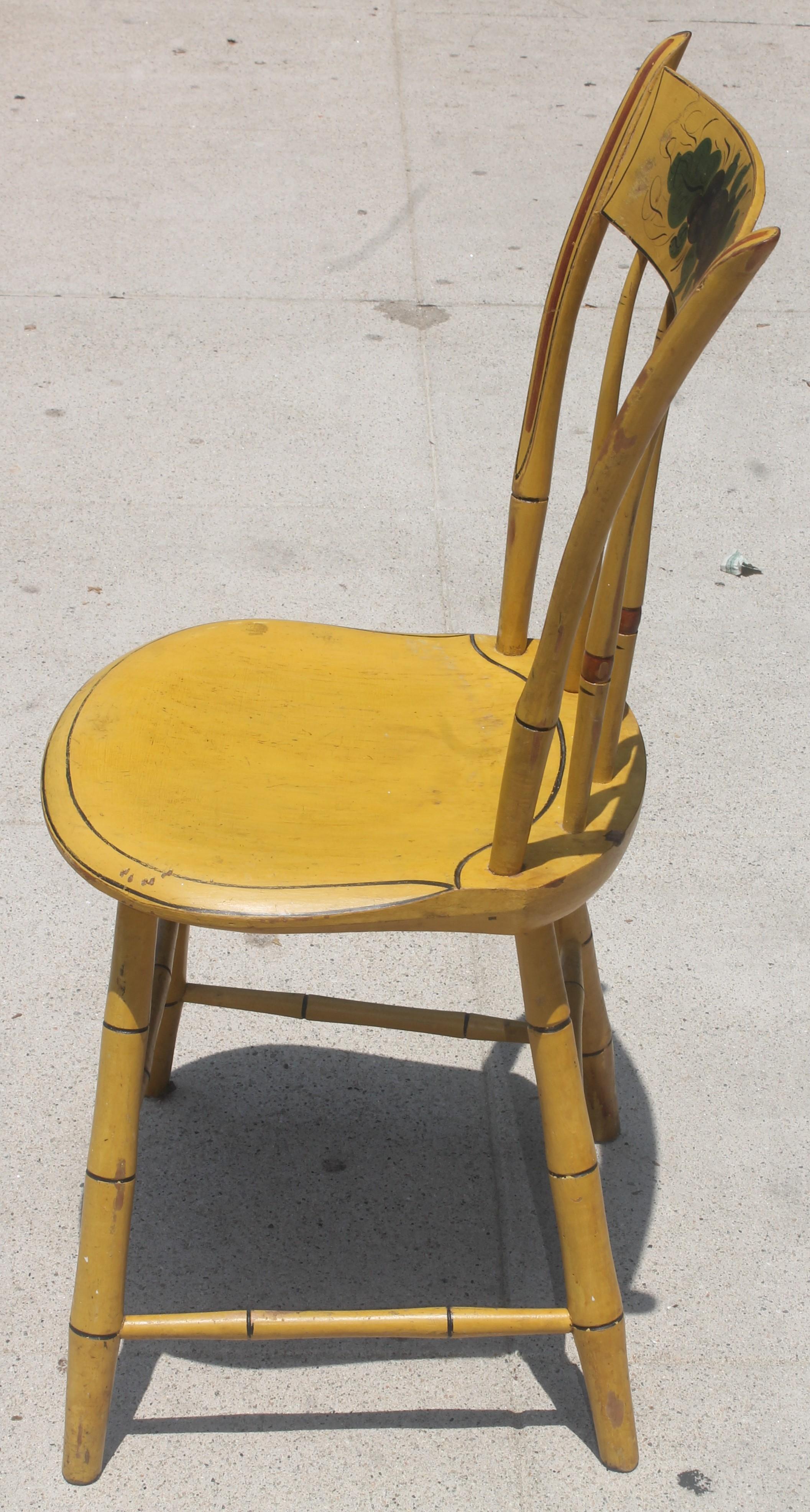 Adirondack 19thc Original Chrome Yellow New England Windsor Chairs, 6