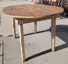 19Thc Original Cream Painted Farm Table From Pennsylvania