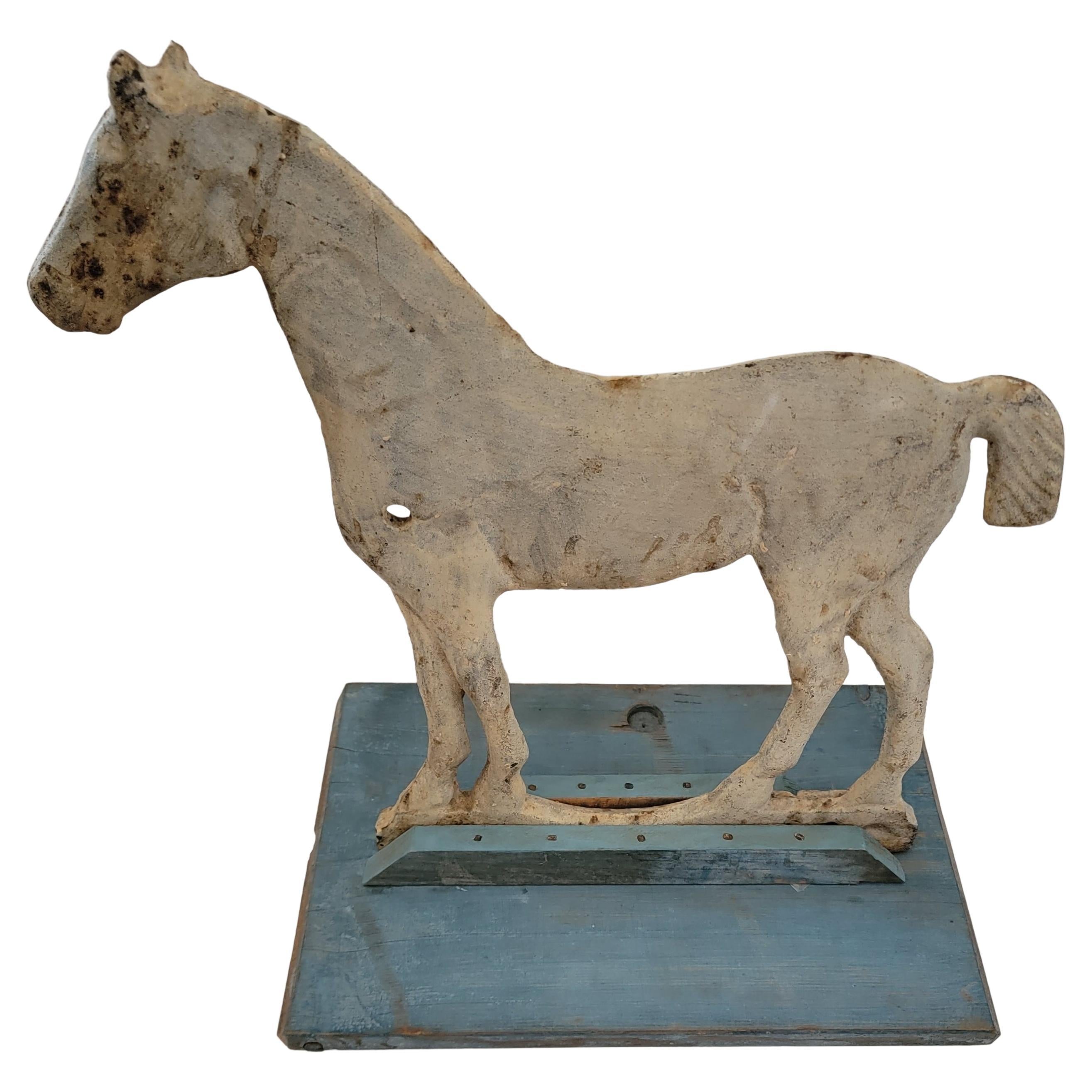 19th C Original Cream Painted Horse Wind Mill Weight For Sale