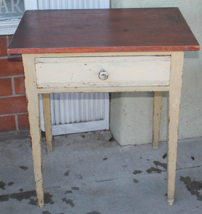19thc Original Cream Painted Side Table at 1stDibs