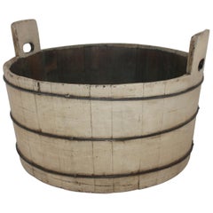 19th Century Original Cream Painted Wash Tub
