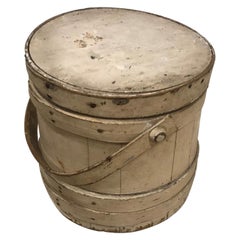 19th Century Original Creme Painted Bucket with Original Lid
