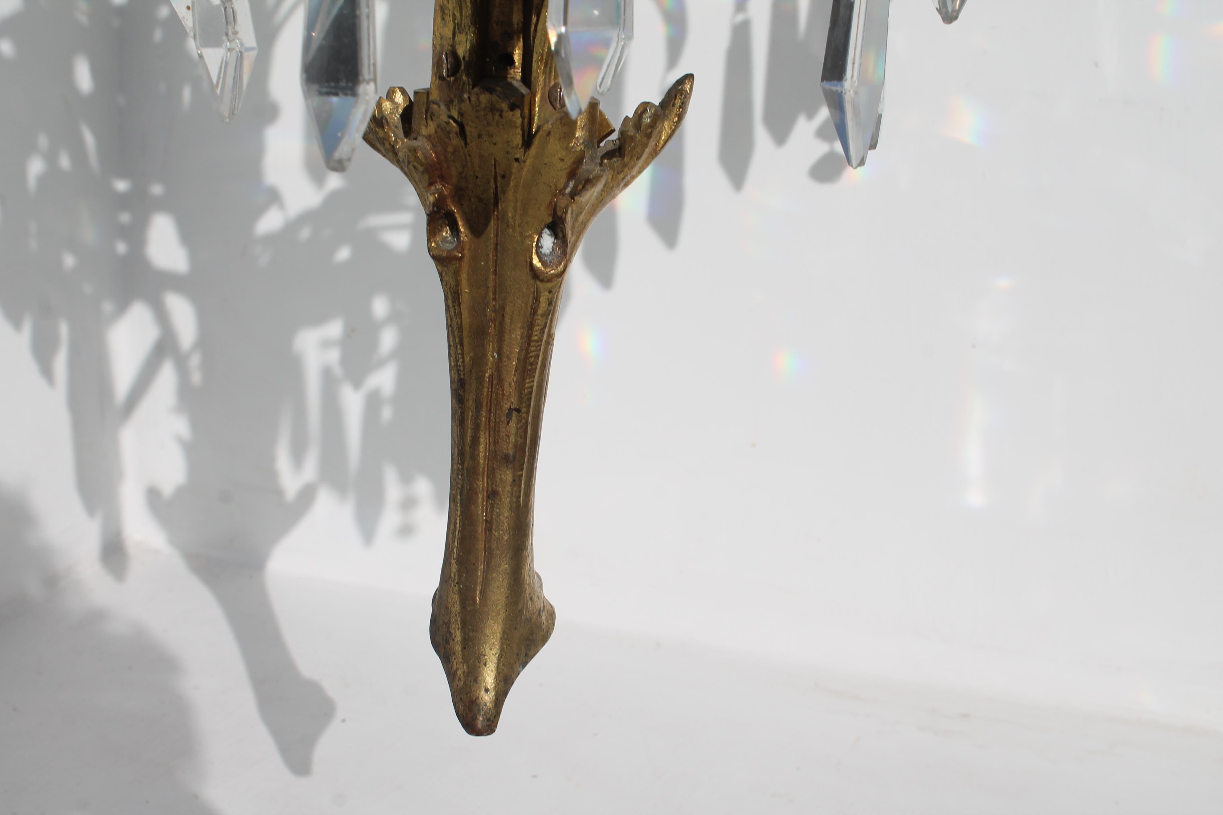 19. Jh. Originaler Kronleuchter aus vergoldeter Bronze mit Kristallpalme von Josef Hoffmann im Angebot 5