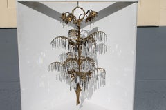 19thc Original Gilt Bronze w/ Crystal Palm Tree Chandelier by Josef Hoffmann