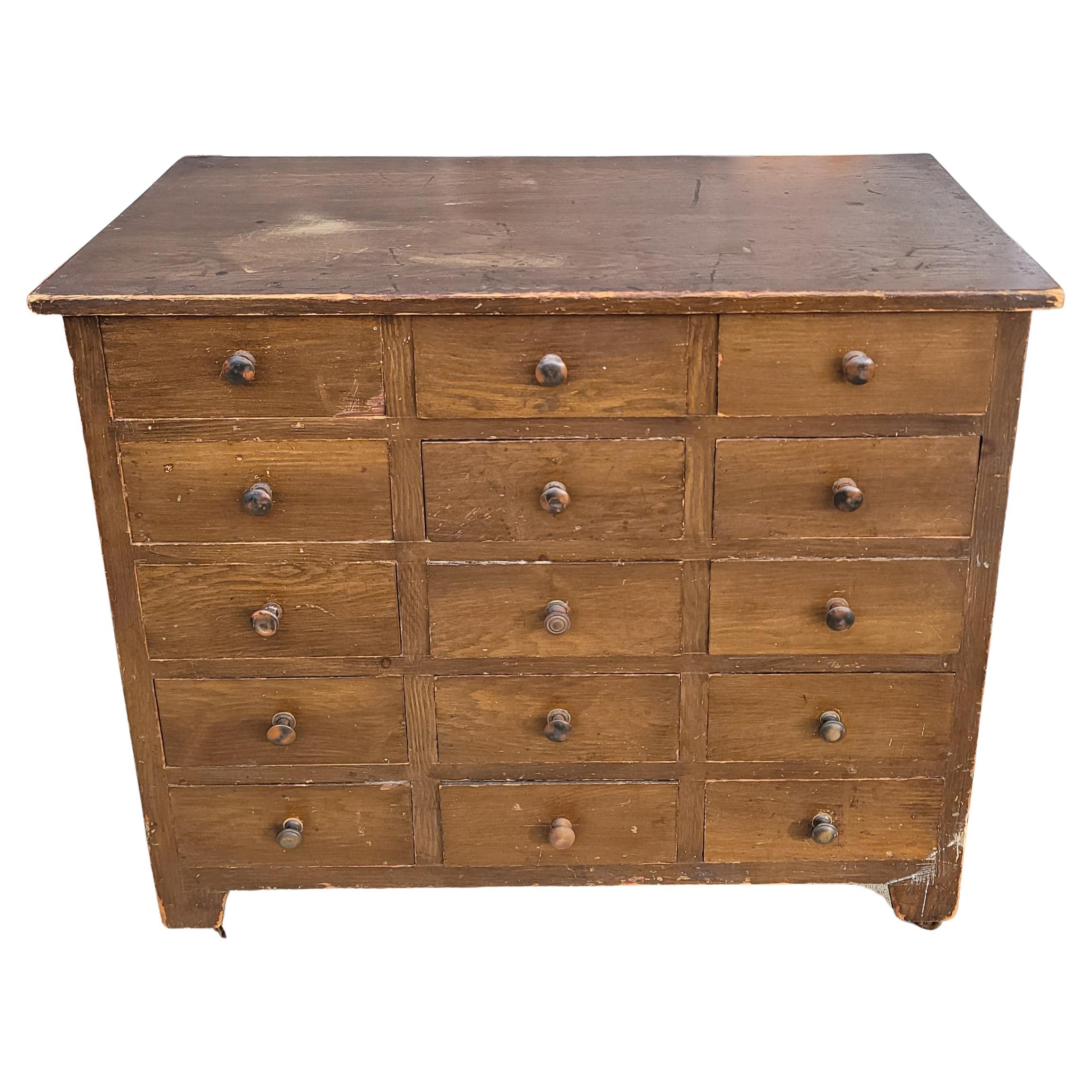 19th C, Original Grain Painted Apothecary Cabinet