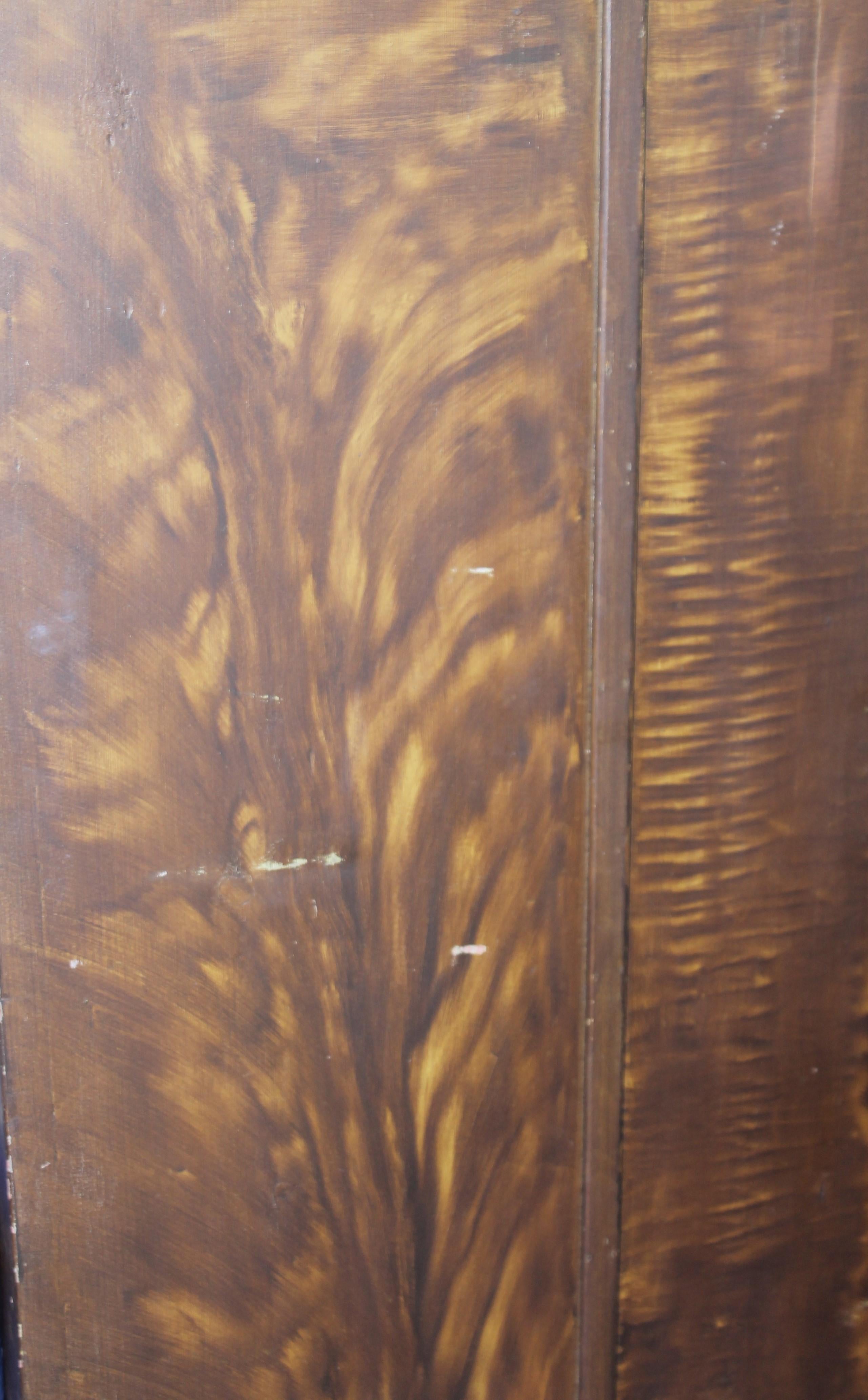 19th C Original Grain Painted Glass Front Cabinet In Good Condition For Sale In Los Angeles, CA