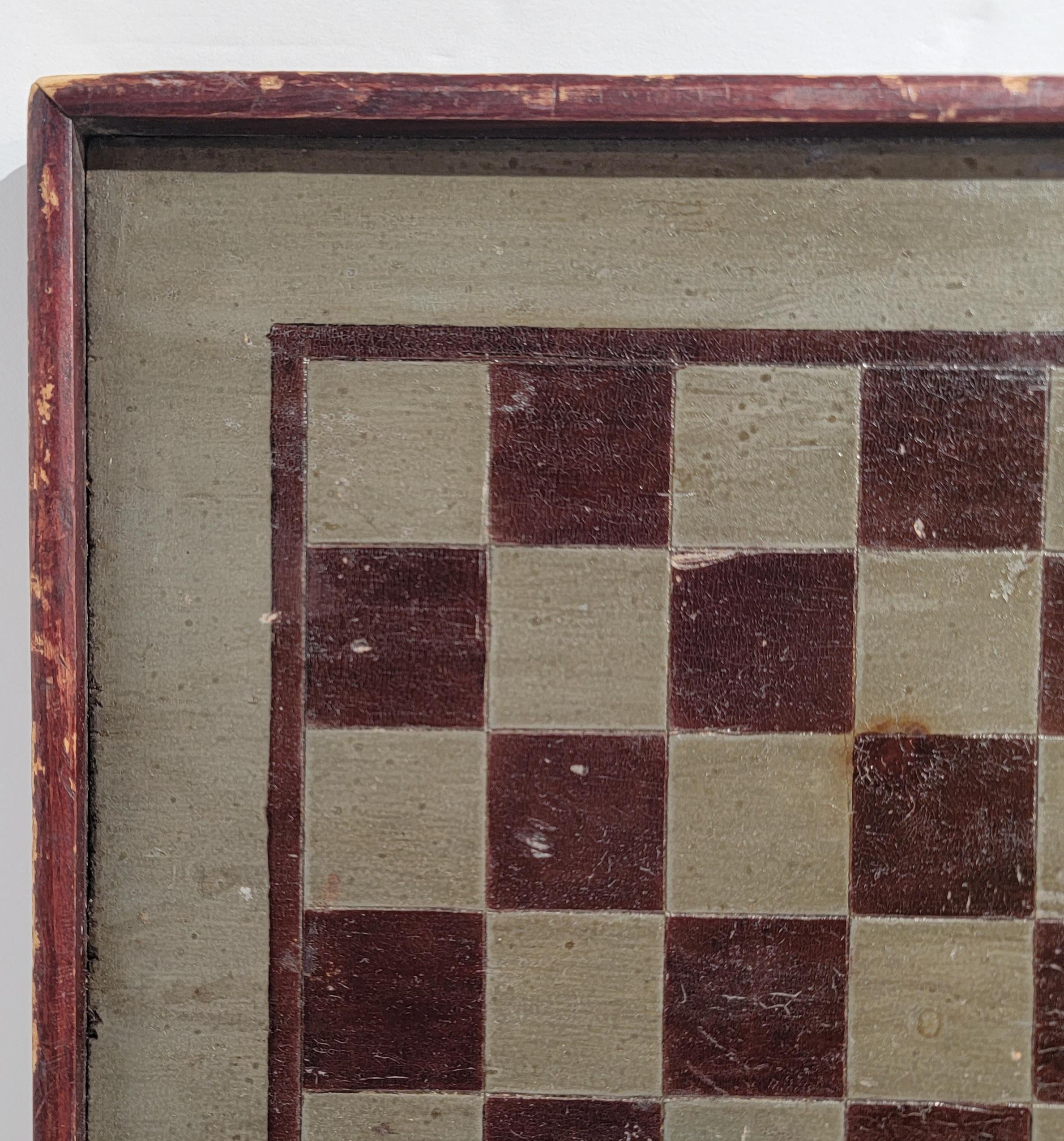 American 19Thc Original Green & Brown Painted Game Board For Sale