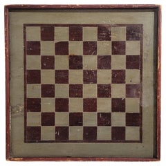 19Thc Original Green & Brown Painted Game Board
