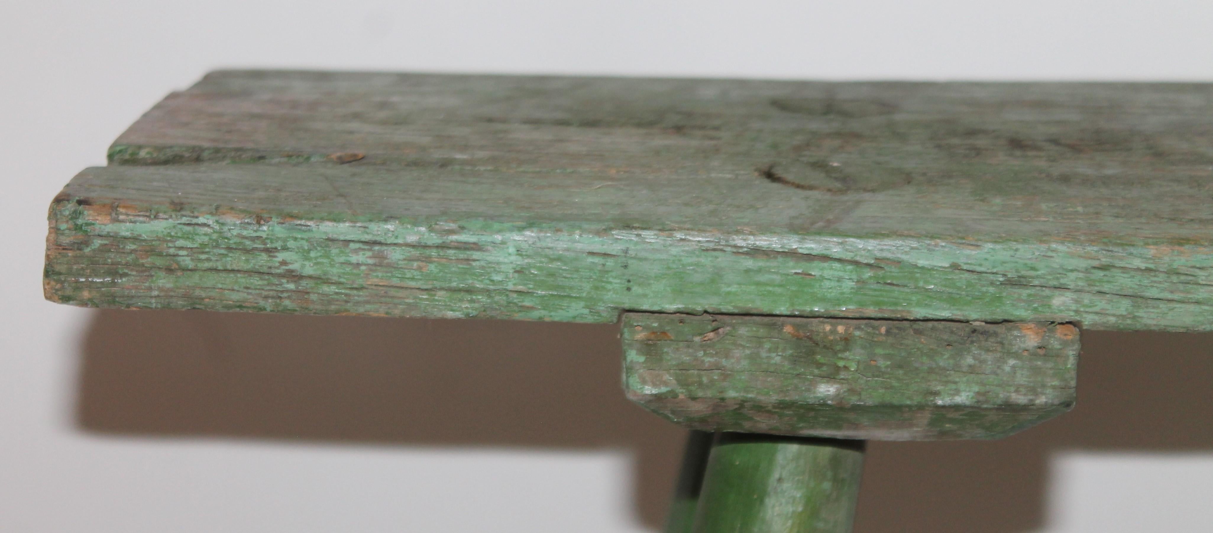 19th Century Original Green Painted Bench In Good Condition In Los Angeles, CA