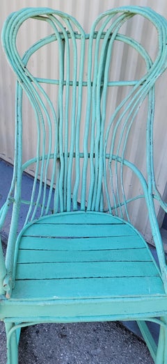 19Thc Original Green Painted Bentwood Rocking Chair