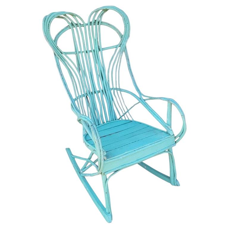 19Thc Original Green Painted Bentwood Rocking Chair