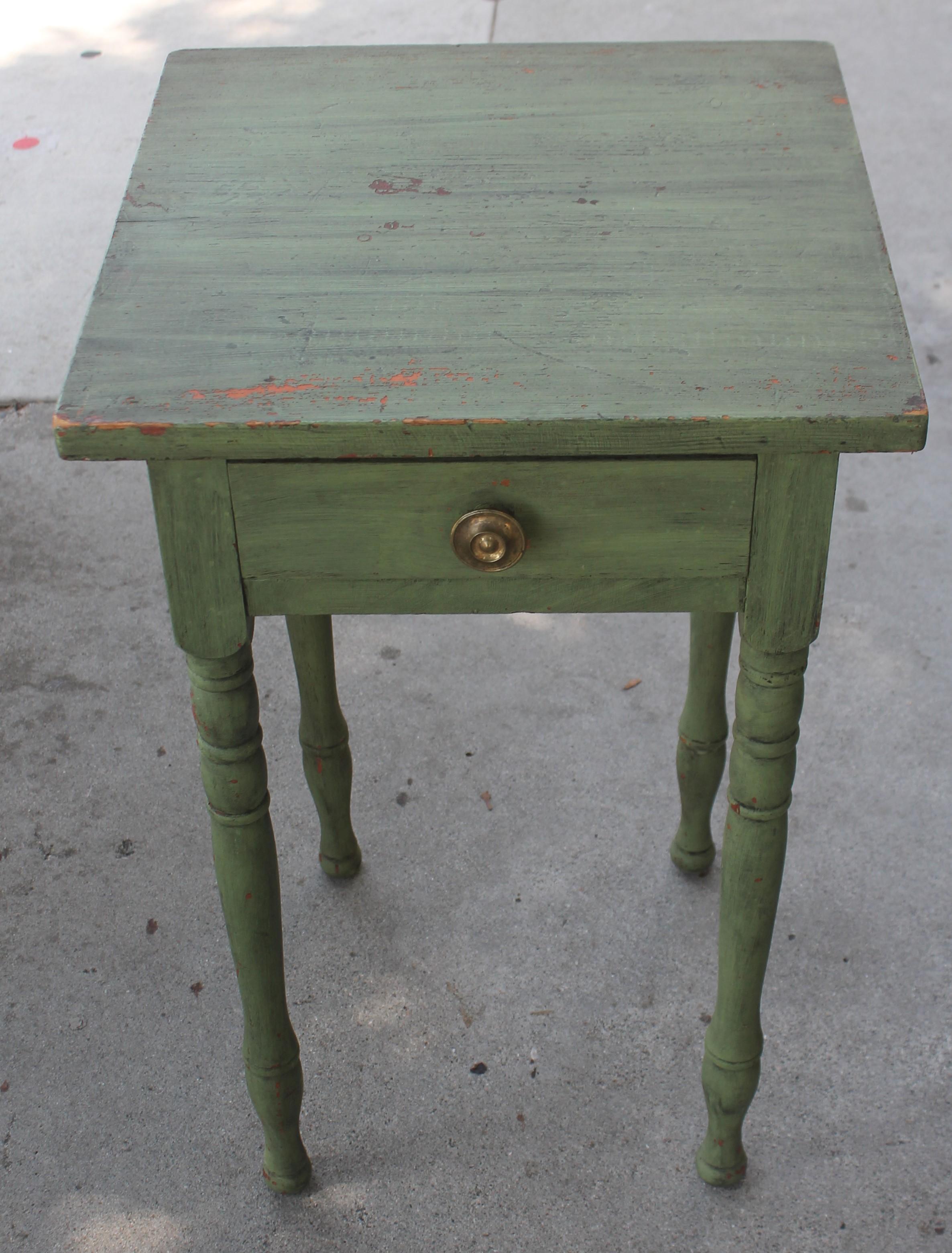 American 19thc Original Green Painted One Drawer Stand