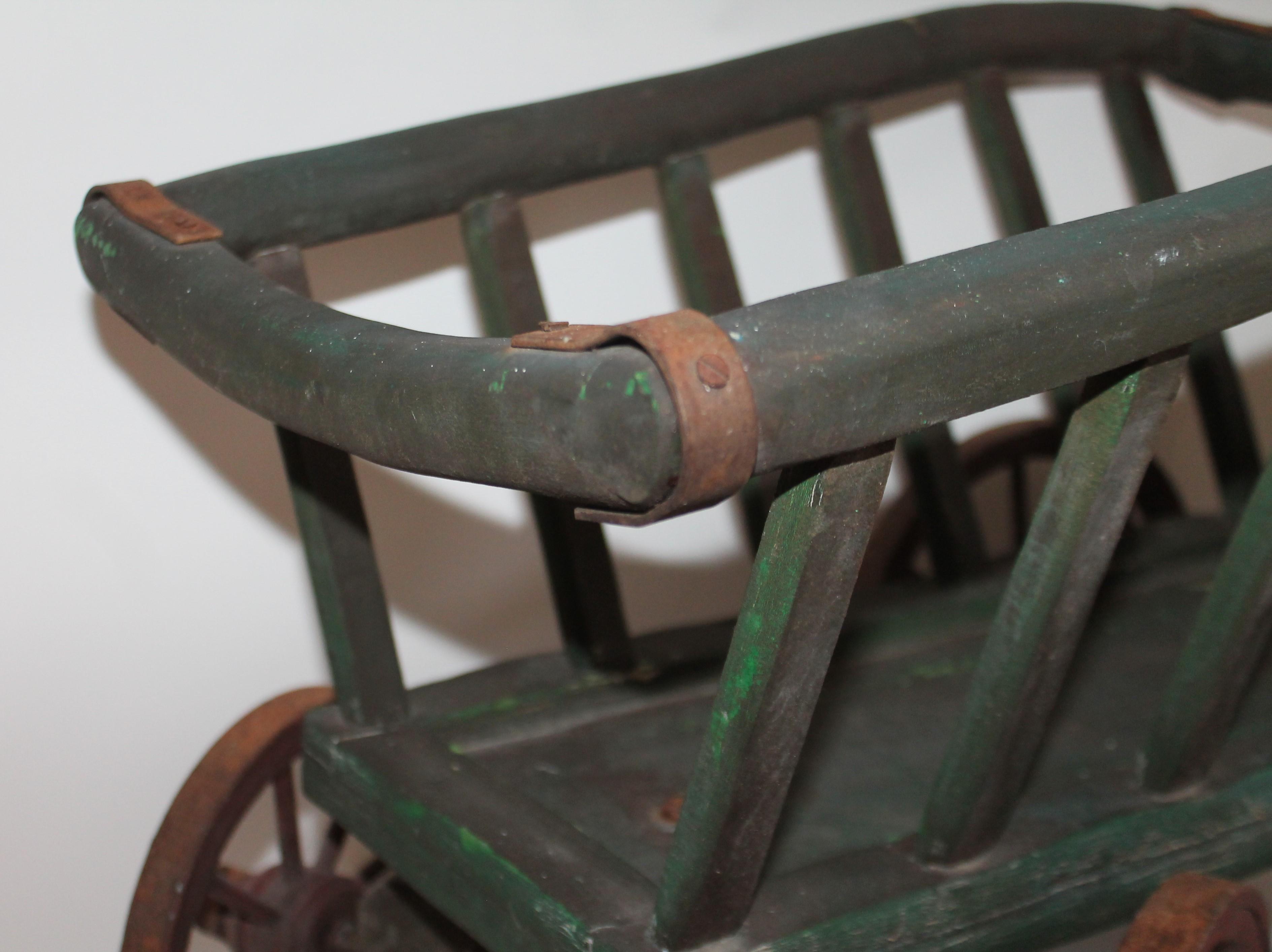 Adirondack 19th Century Original Green Painted Wagon with Red Wheels