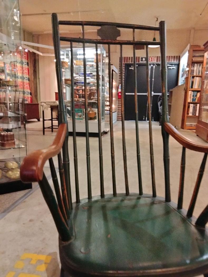 19Thc Original Windsor green high back bird cage  Windsor rocking chair is in pristine condition.This rocking chair was found in Pennsylvania and is from New England.