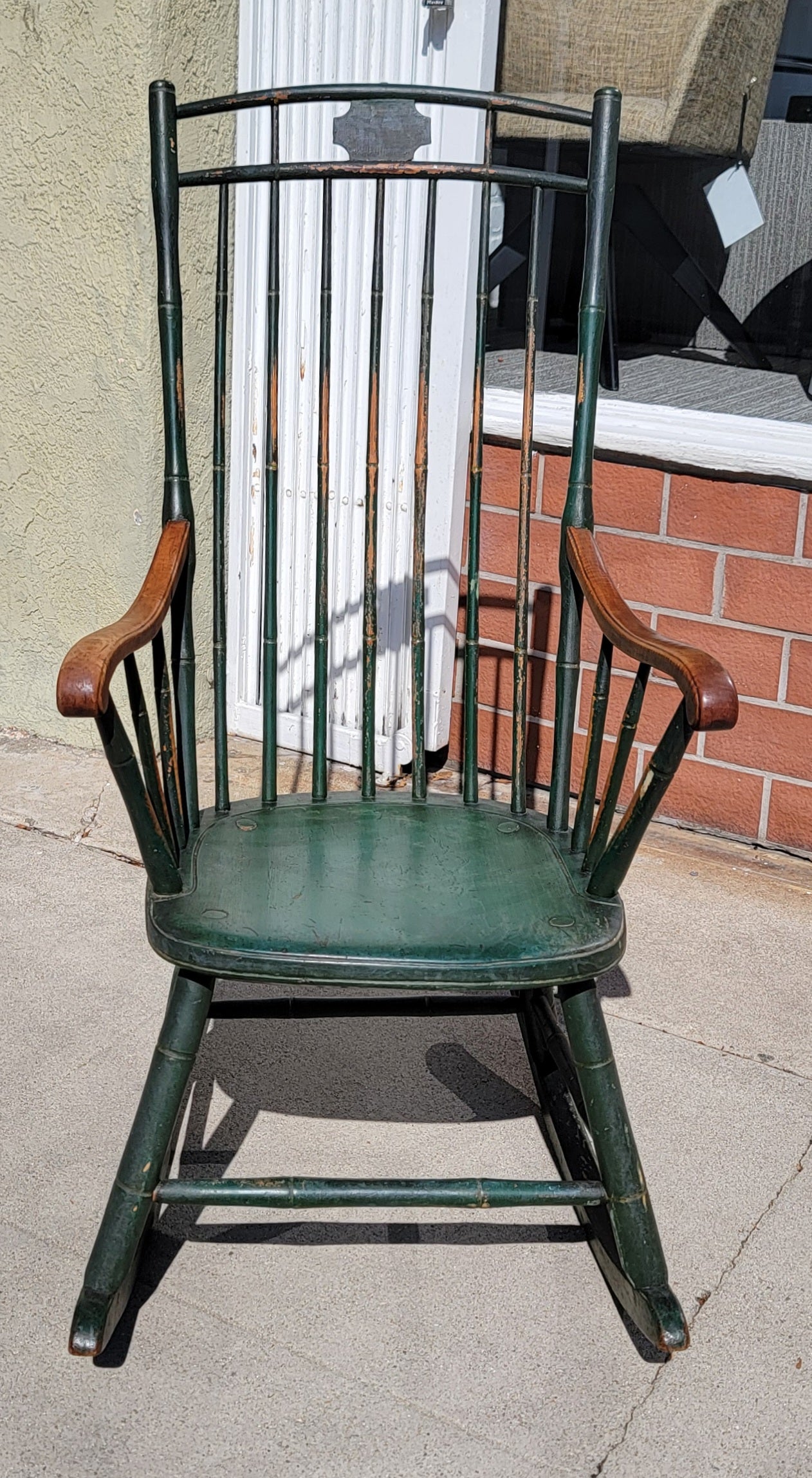 Country 19Thc Original  Green Painted Windsor Rocking Chair