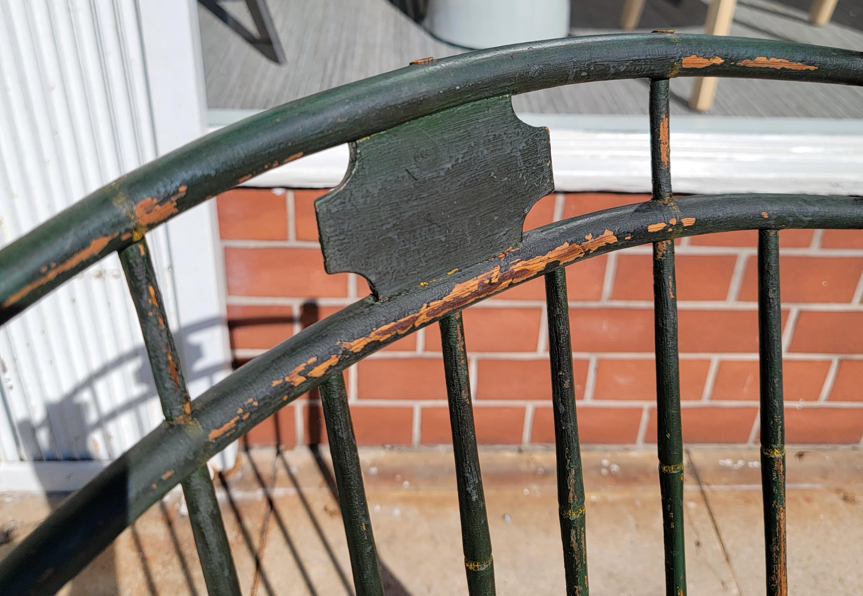 American 19Thc Original  Green Painted Windsor Rocking Chair