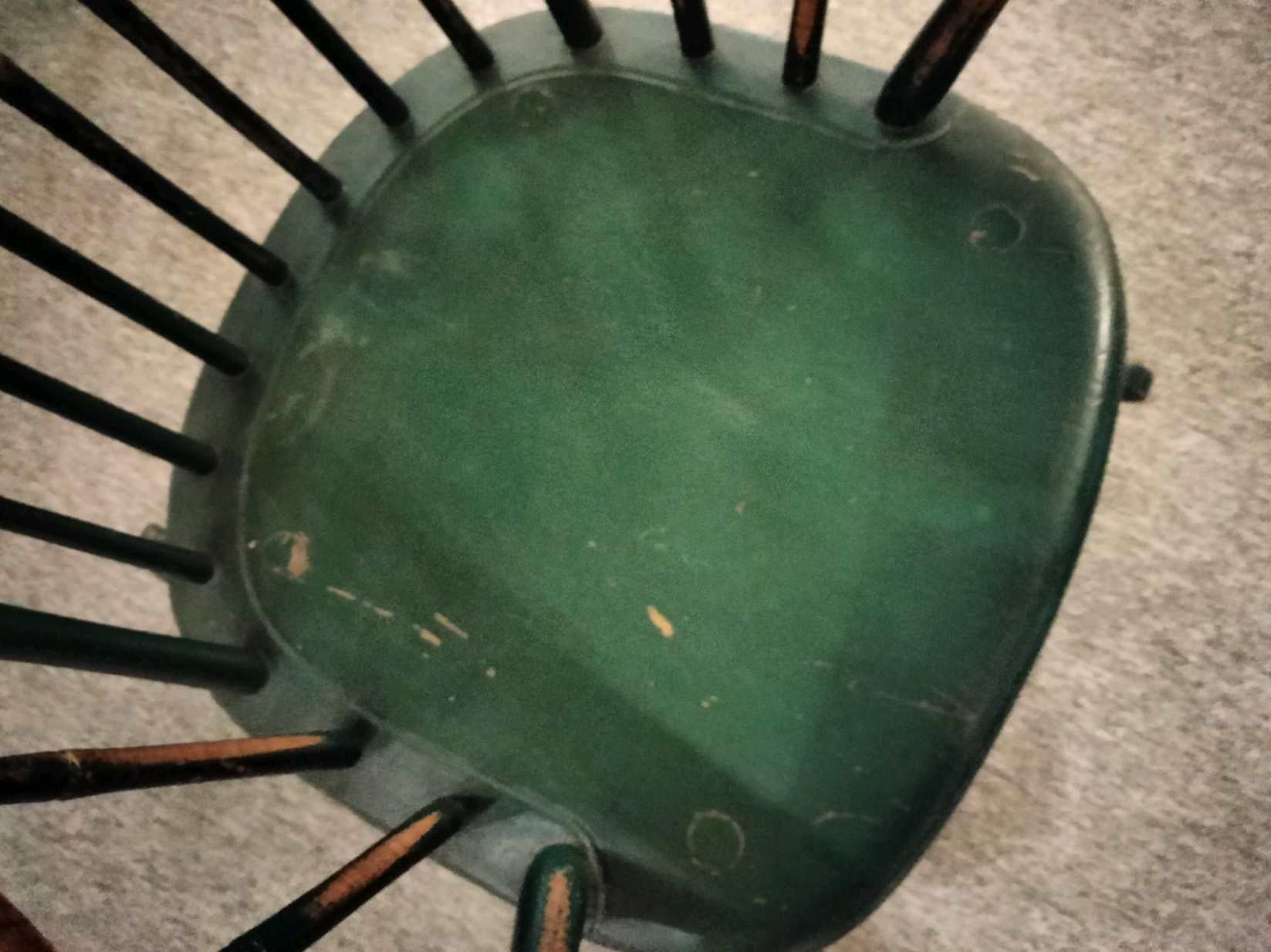 Hand-Crafted 19Thc Original Green Painted Windsor Rocking Chair For Sale