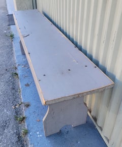 Panca da fattoria originale dipinta di grigio del XIX secolo