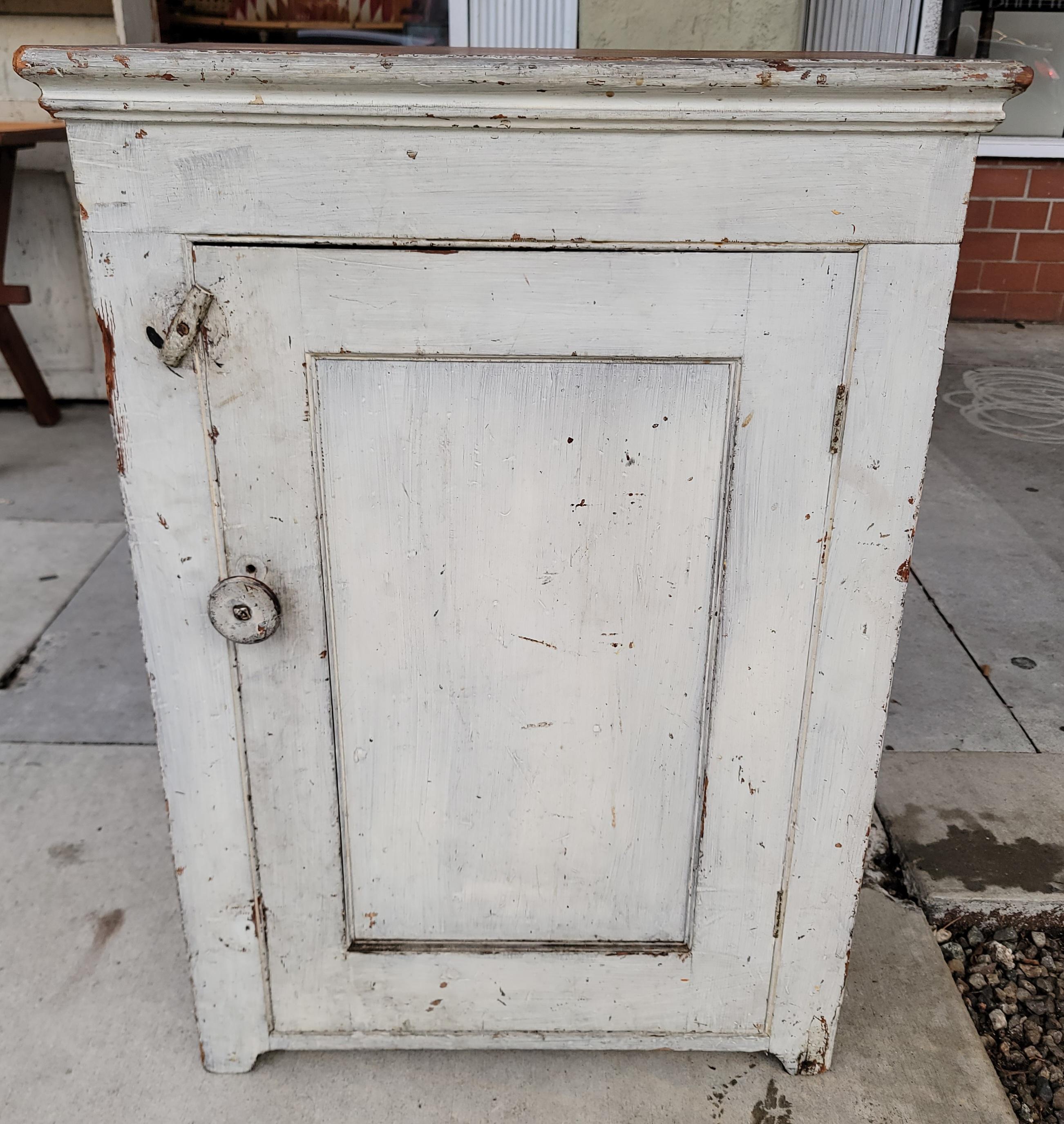 Adirondack 19th C Original Grey Painted Floor Cupboard