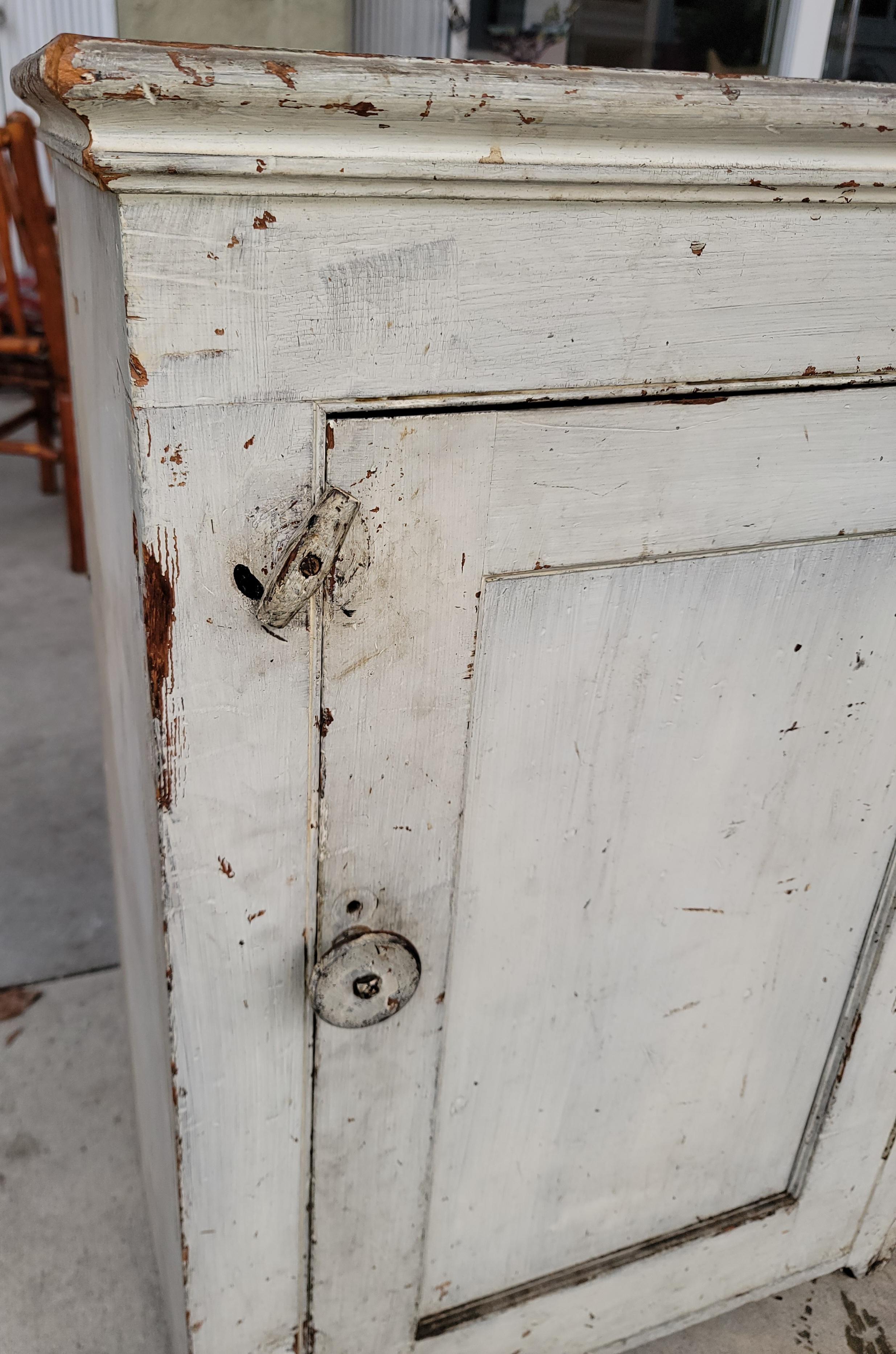 Hand-Painted 19th C Original Grey Painted Floor Cupboard