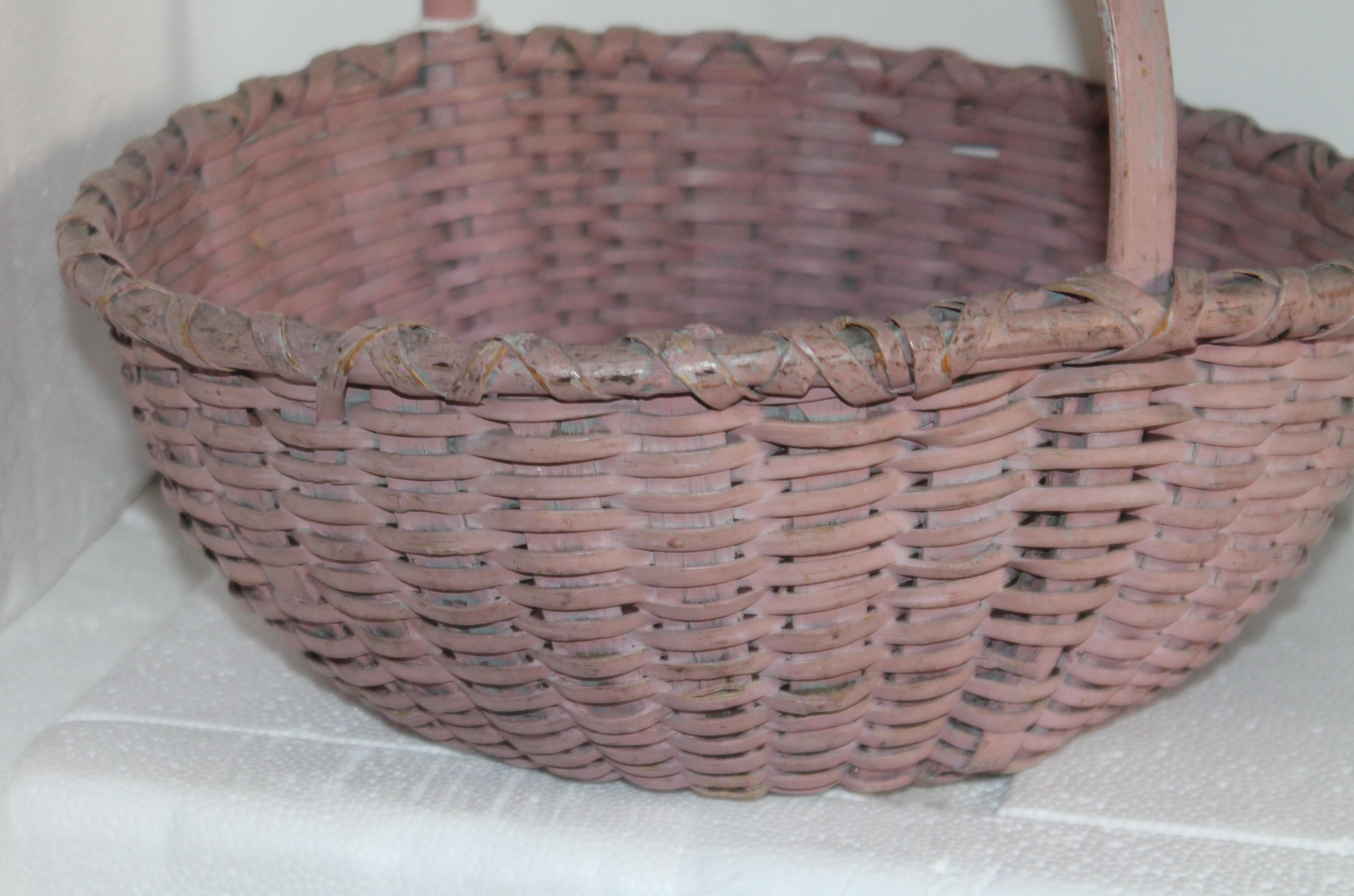 Adirondack 19th Century Original Mauve Painted Basket