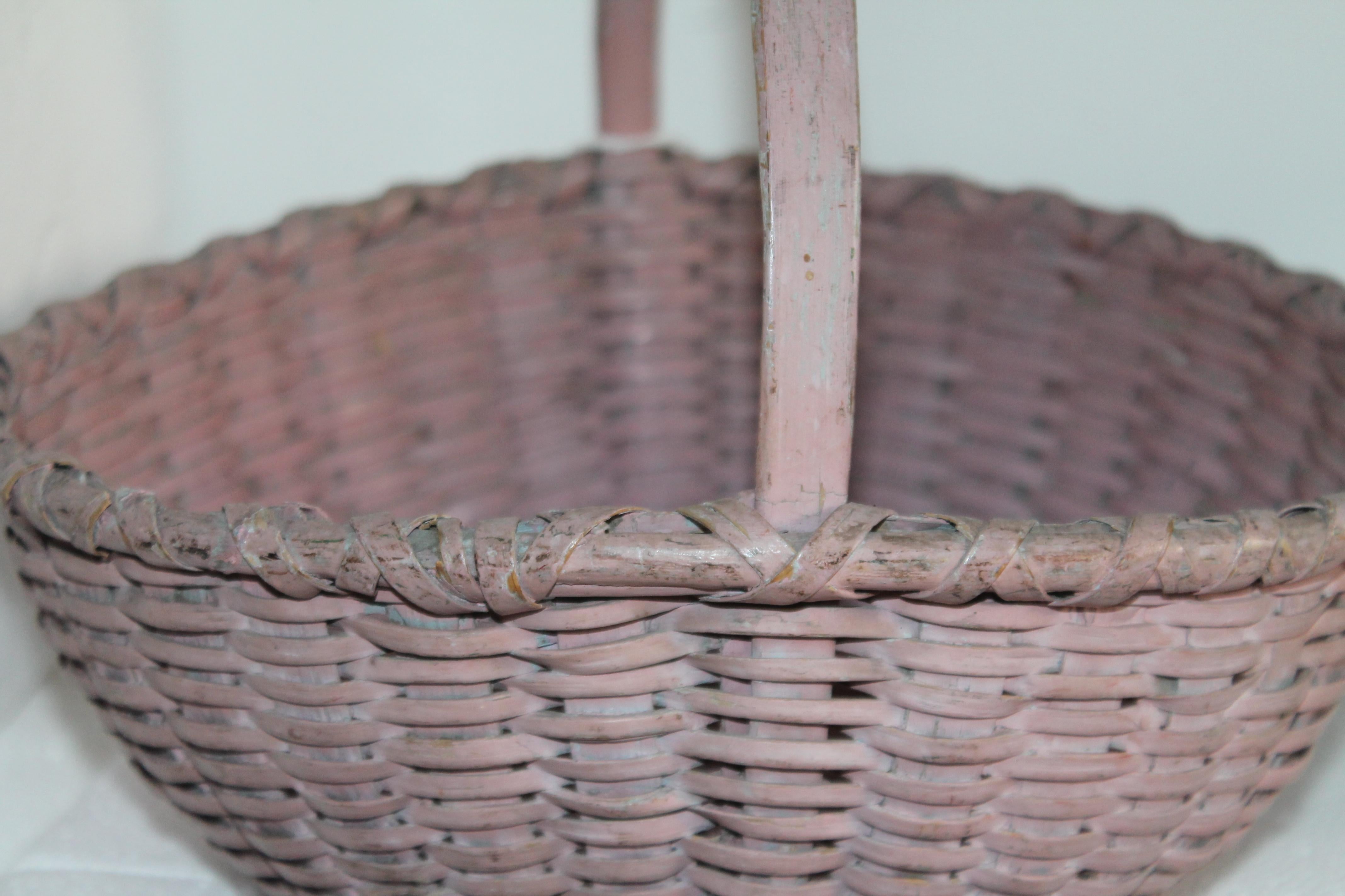 American 19th Century Original Mauve Painted Basket