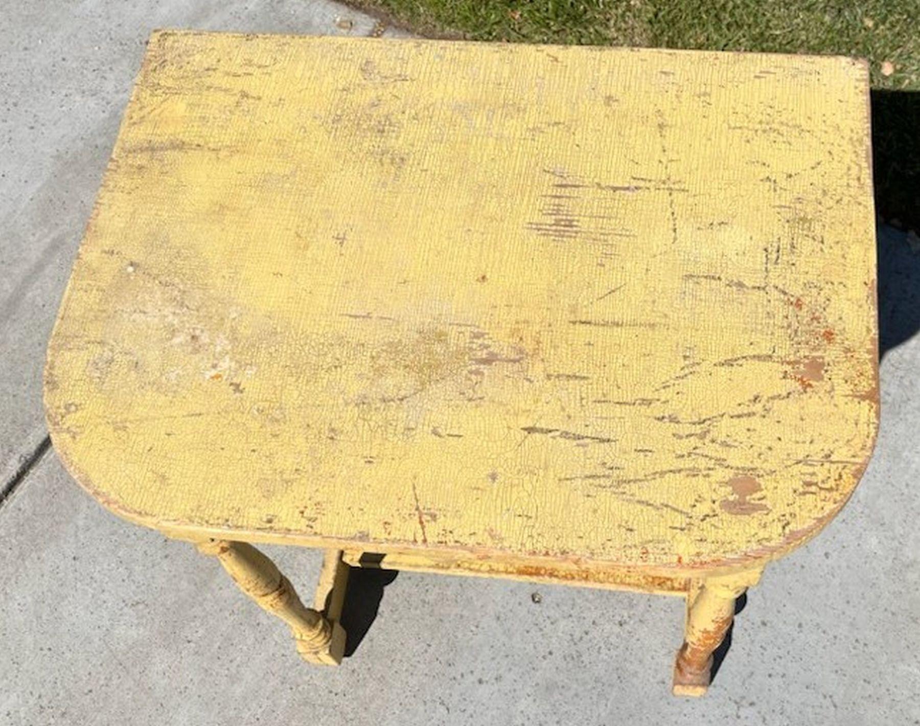 19th Century 19thc Original Mustard over Red One Drawer Side Table/ Night Stand For Sale