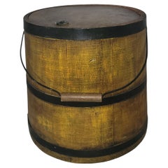 19Thc Original Mustard Painted Bucket W/ Lid