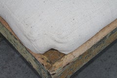 19th Century Original Mustard Painted Day Bed with Homespun Linen Cushion