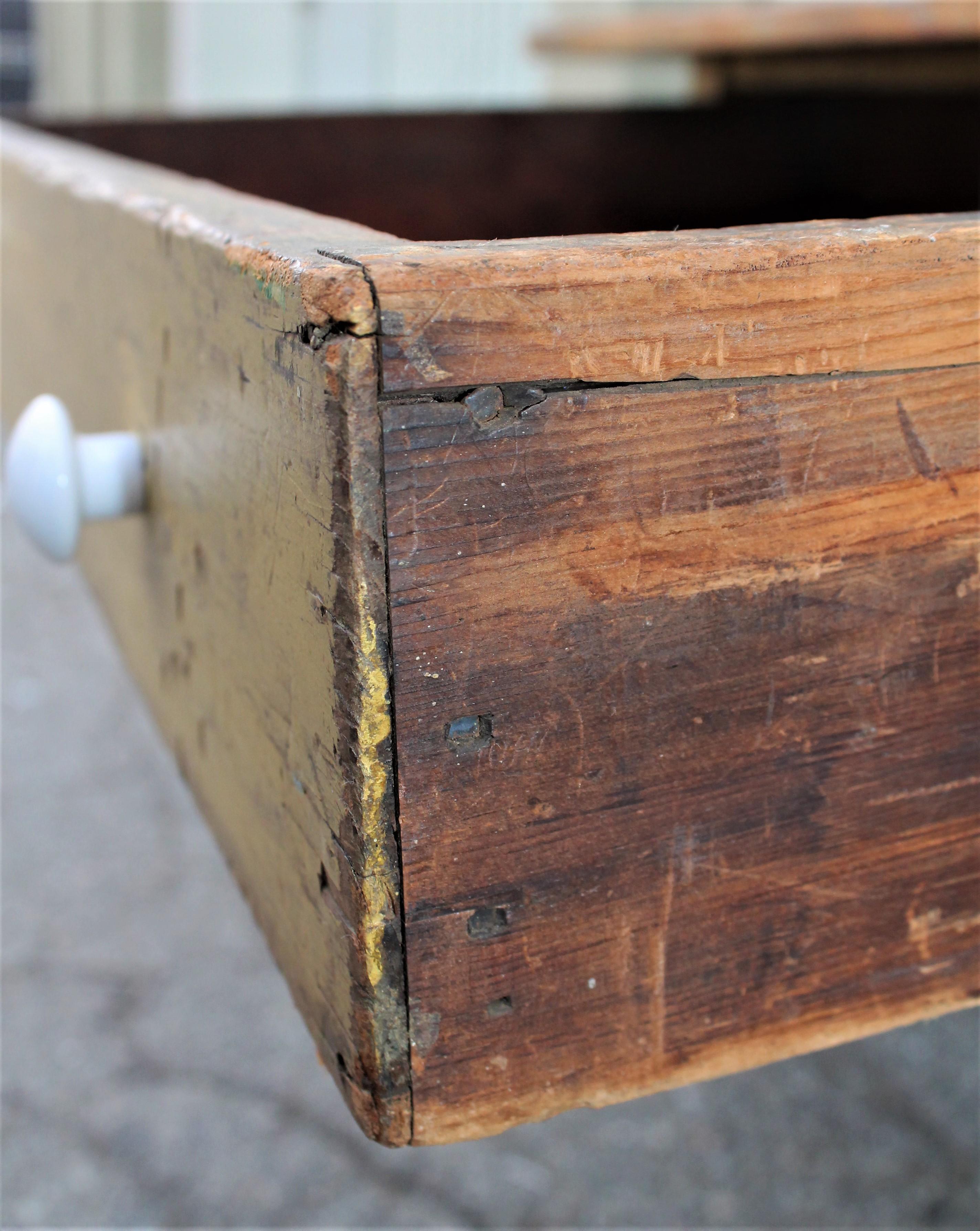 19th Century Original Mustard Painted Farm Table 5