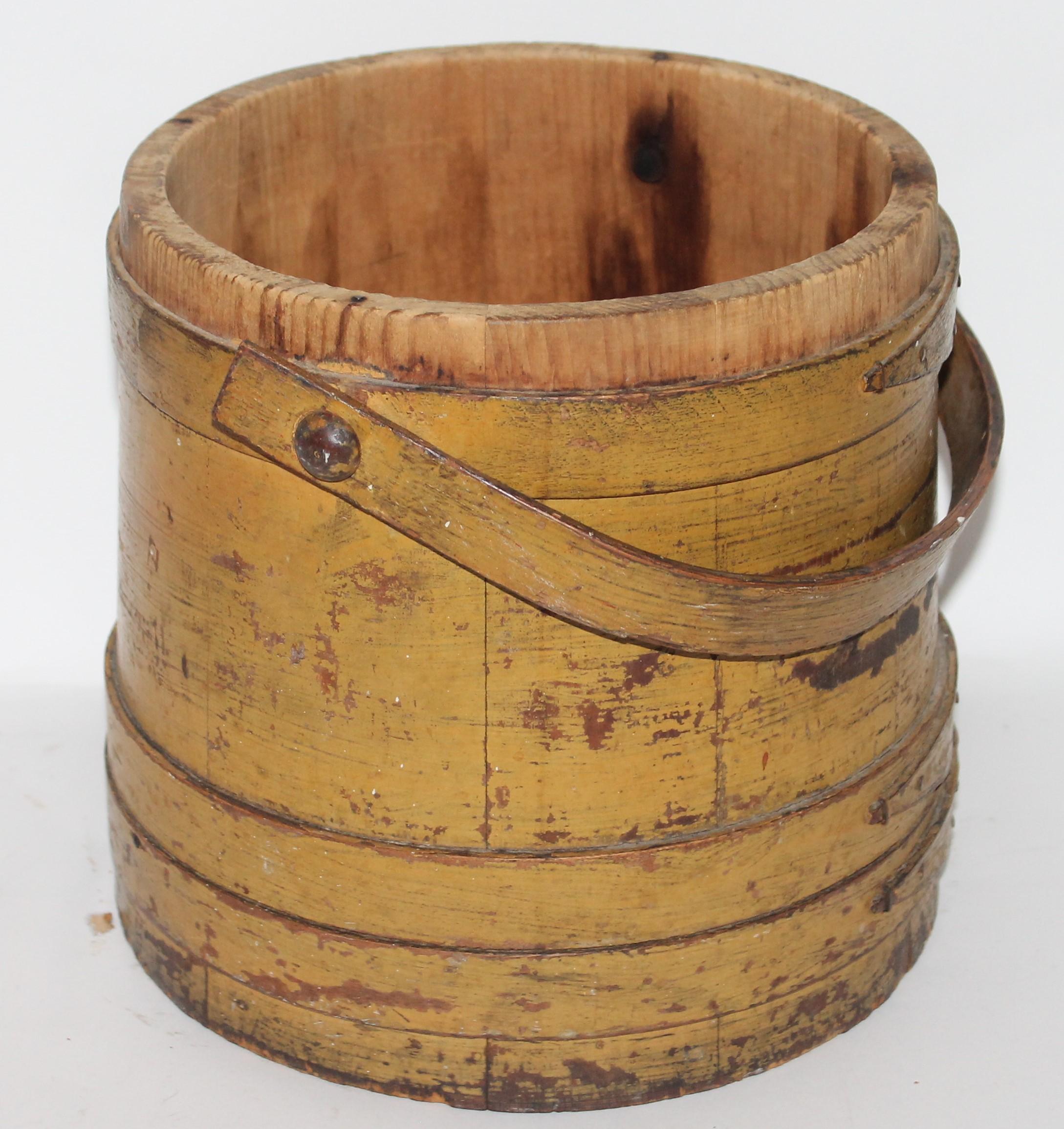 19th Century Original Mustard Painted Furkins / Buckets, Pair For Sale 1