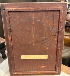 19thc Original Oil Paintings on Milk Glass & Original Frame