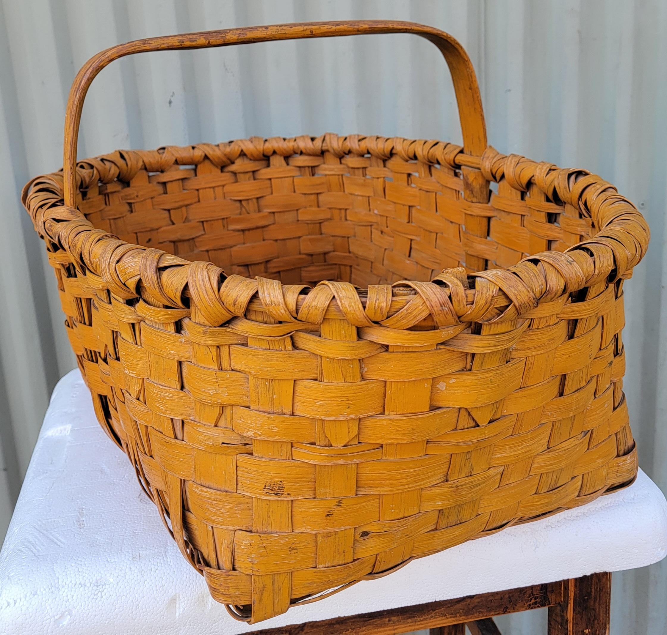 19Thc Original Cesta de Recogida Pintada de Naranja siglo XIX en venta