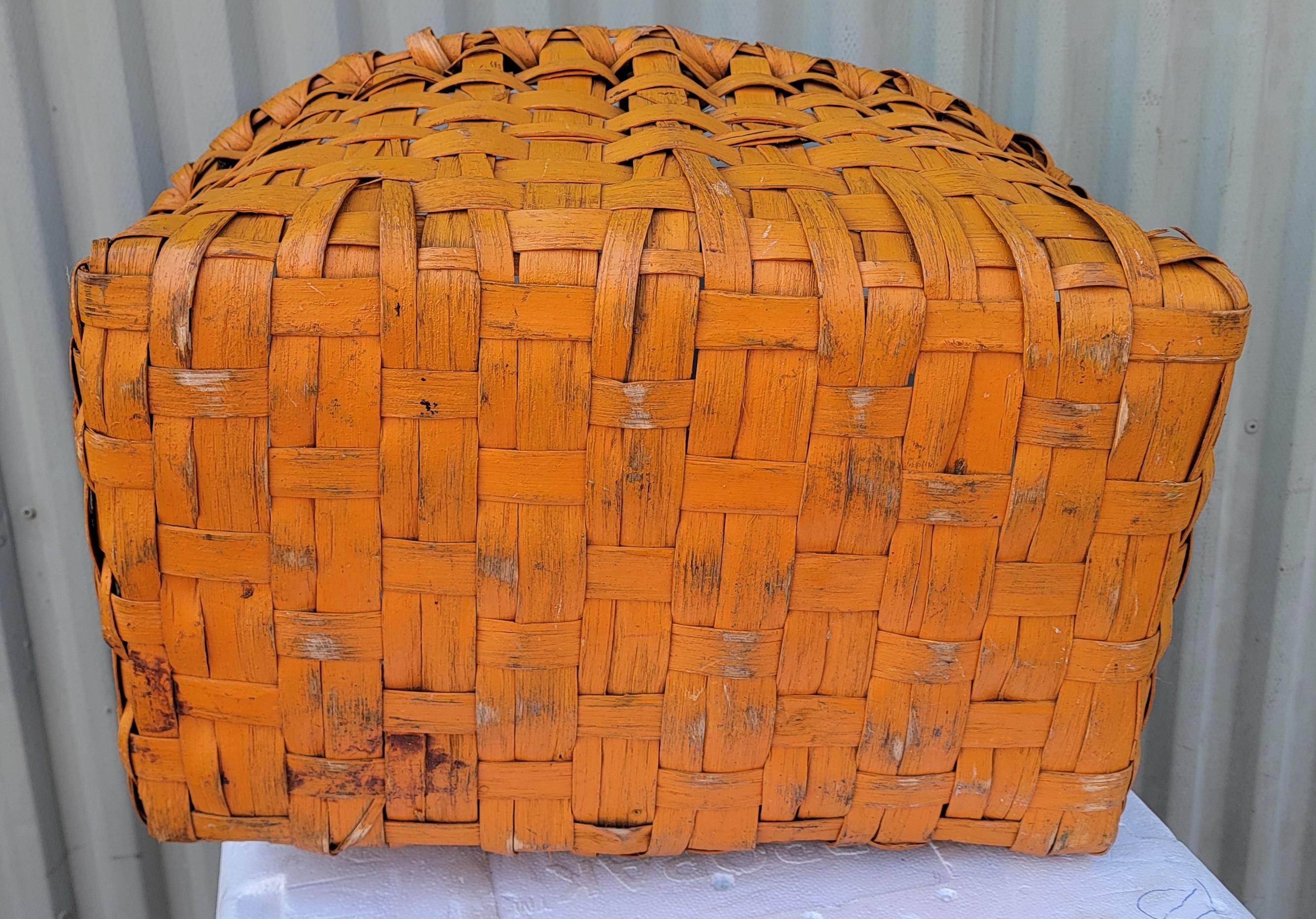 19Thc Original Cesta de Recogida Pintada de Naranja Madera en venta