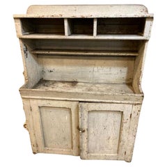 19Thc Original Oyster White Painted Dry Sink