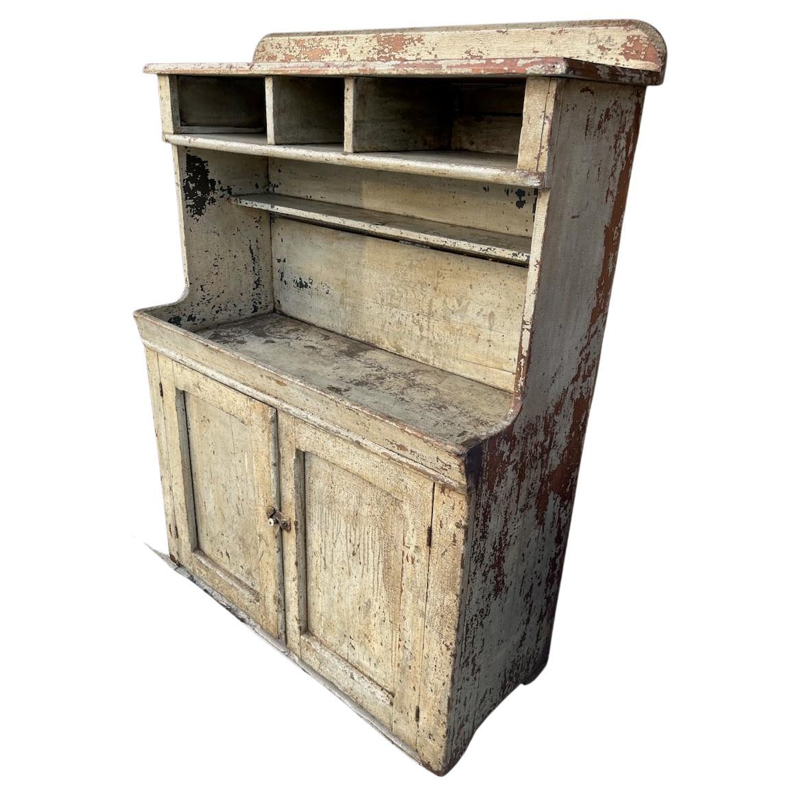 19th Century Original Oyster White Painted Dry Sink