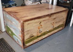 19Thc Original Paint Decorated Blanket Chest