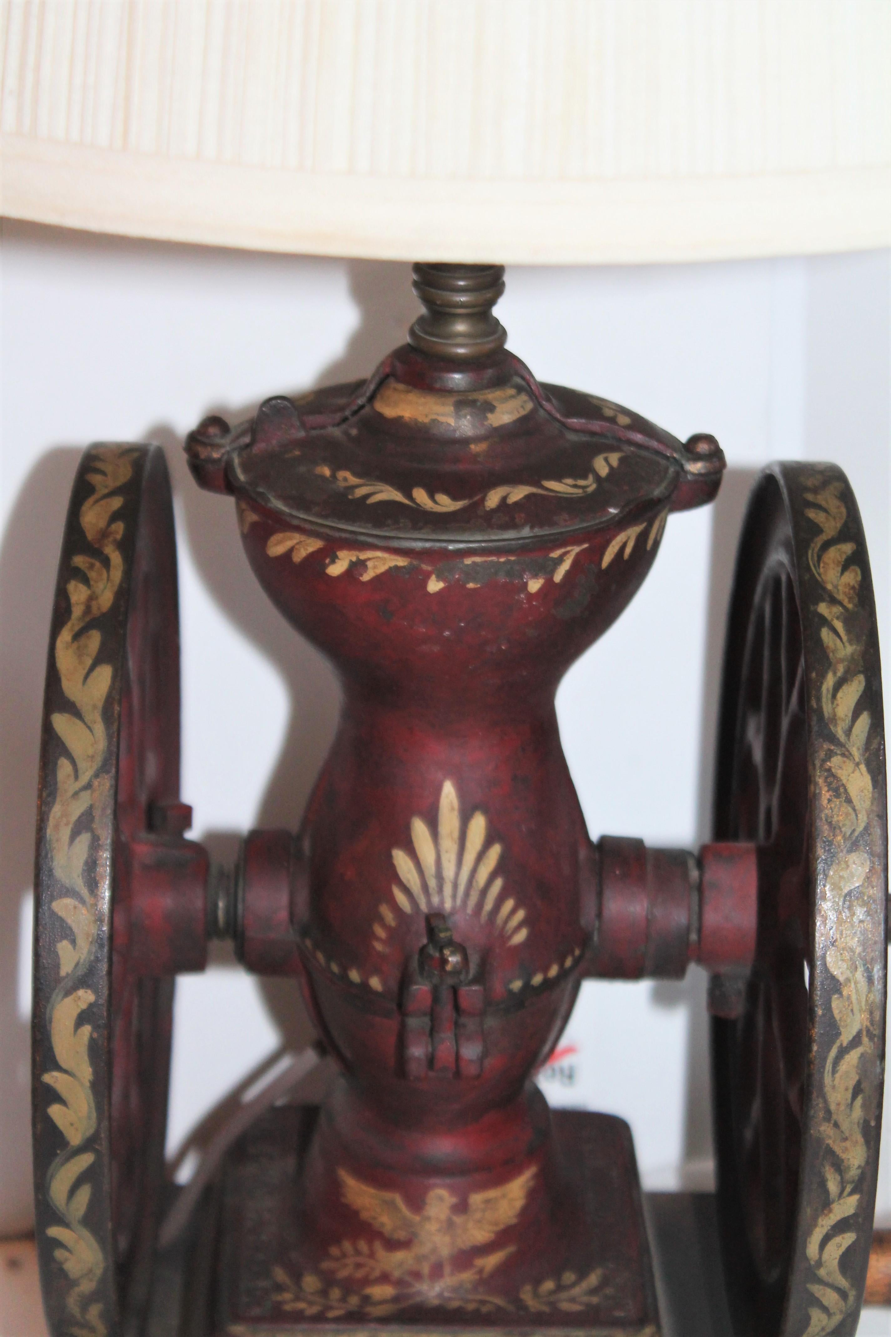 vintage coffee grinder lamp