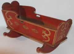 19thc Original Paint Decorated Pennsylvania Doll Cradle