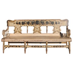 19thc Original Paint Decorated Pomegranate Design Settee