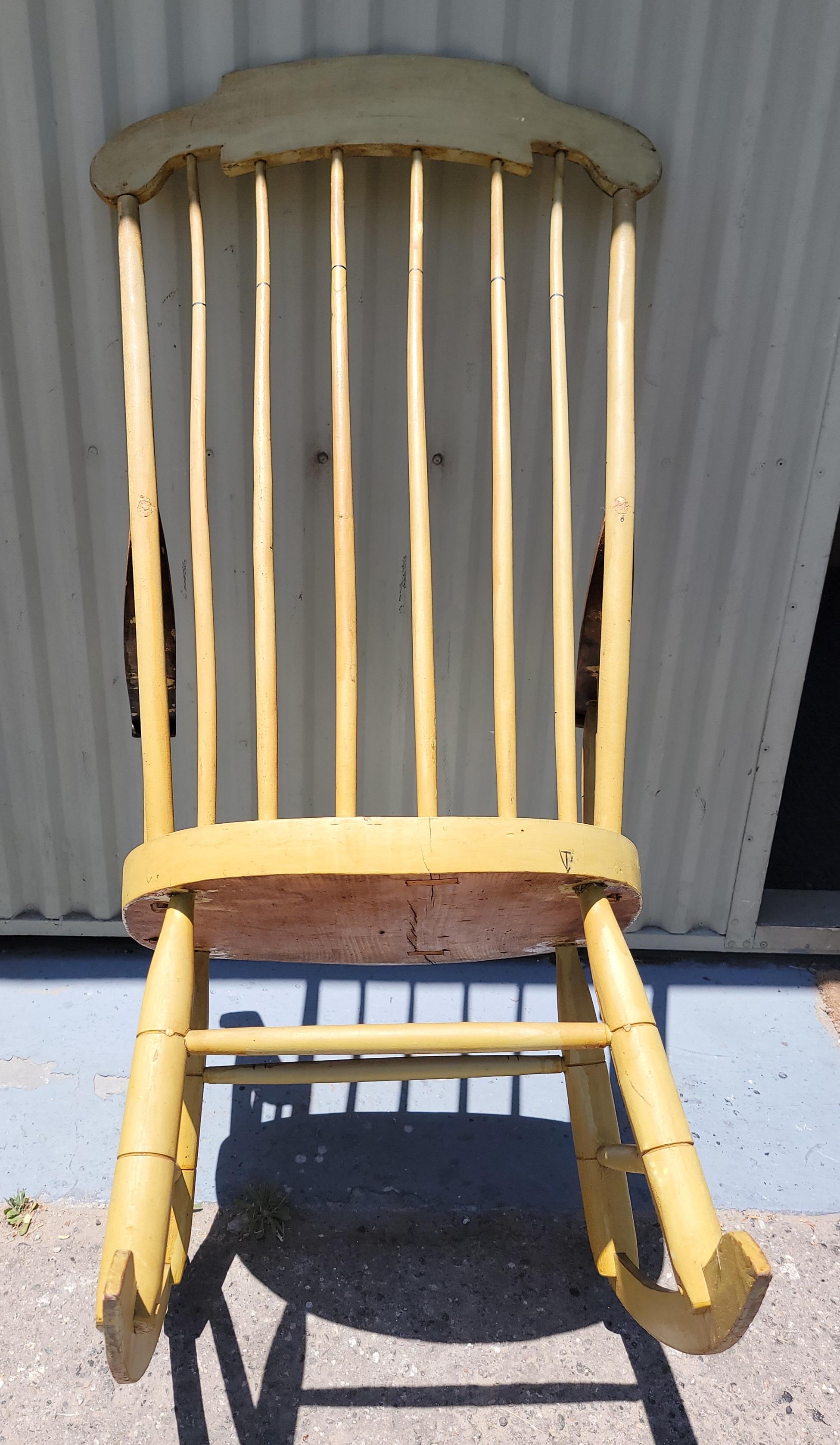 American 19Thc Original Paint Decorated Rocking Chair From New England For Sale