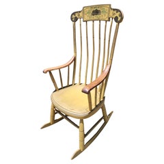 Antique 19Thc Original Paint Decorated Rocking Chair From New England