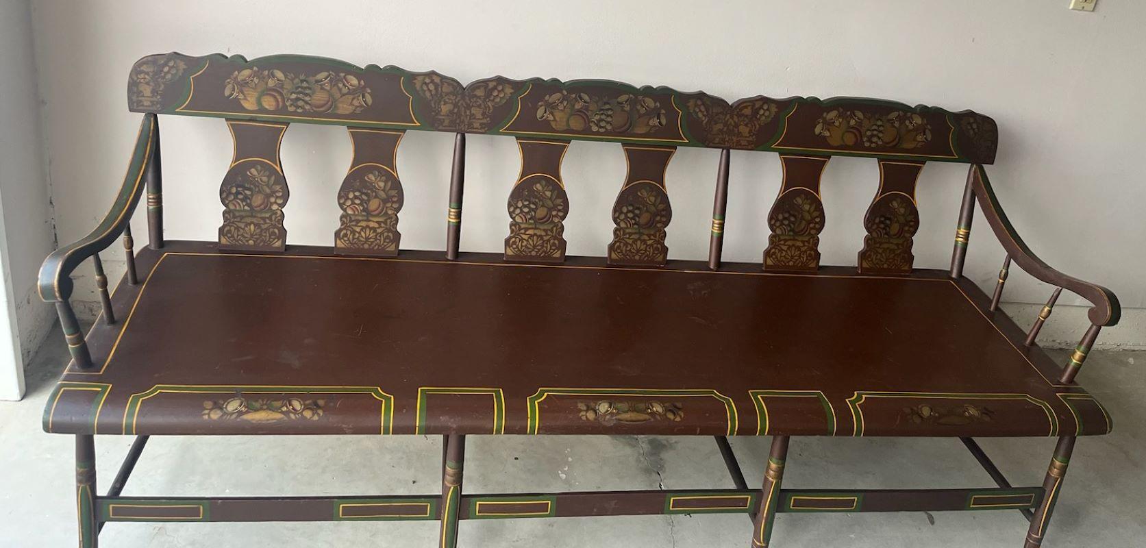 Country 19Thc Original Paint Decorated Settee From Berks County, Pennsylvania For Sale